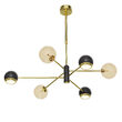 Candelabru modern auriu abajururi champagne 3xG9/60W si 3xGU10/60W Moka 1966 Jupiter